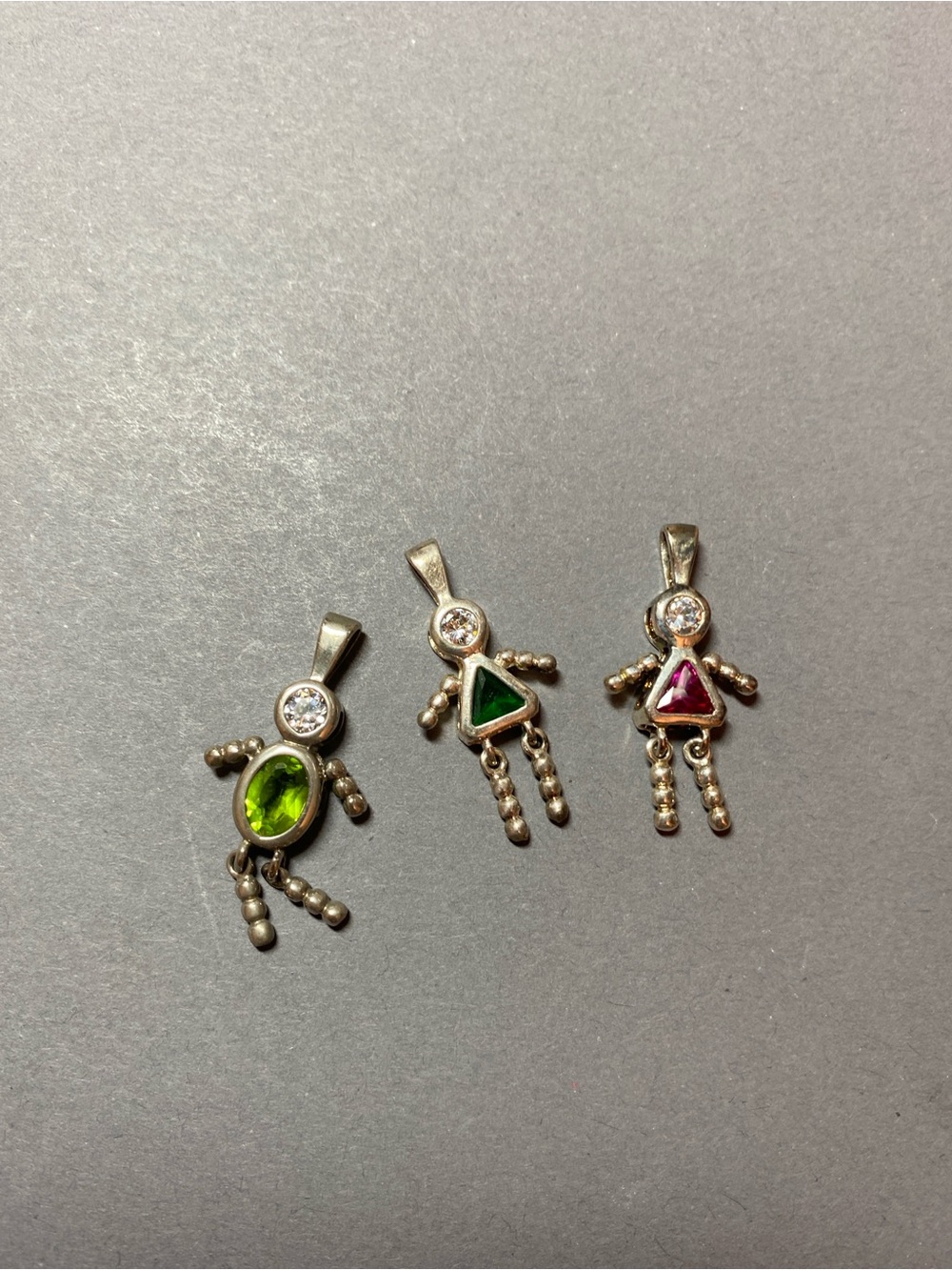 Vintage sterling silver birthstone girl boy charm lot